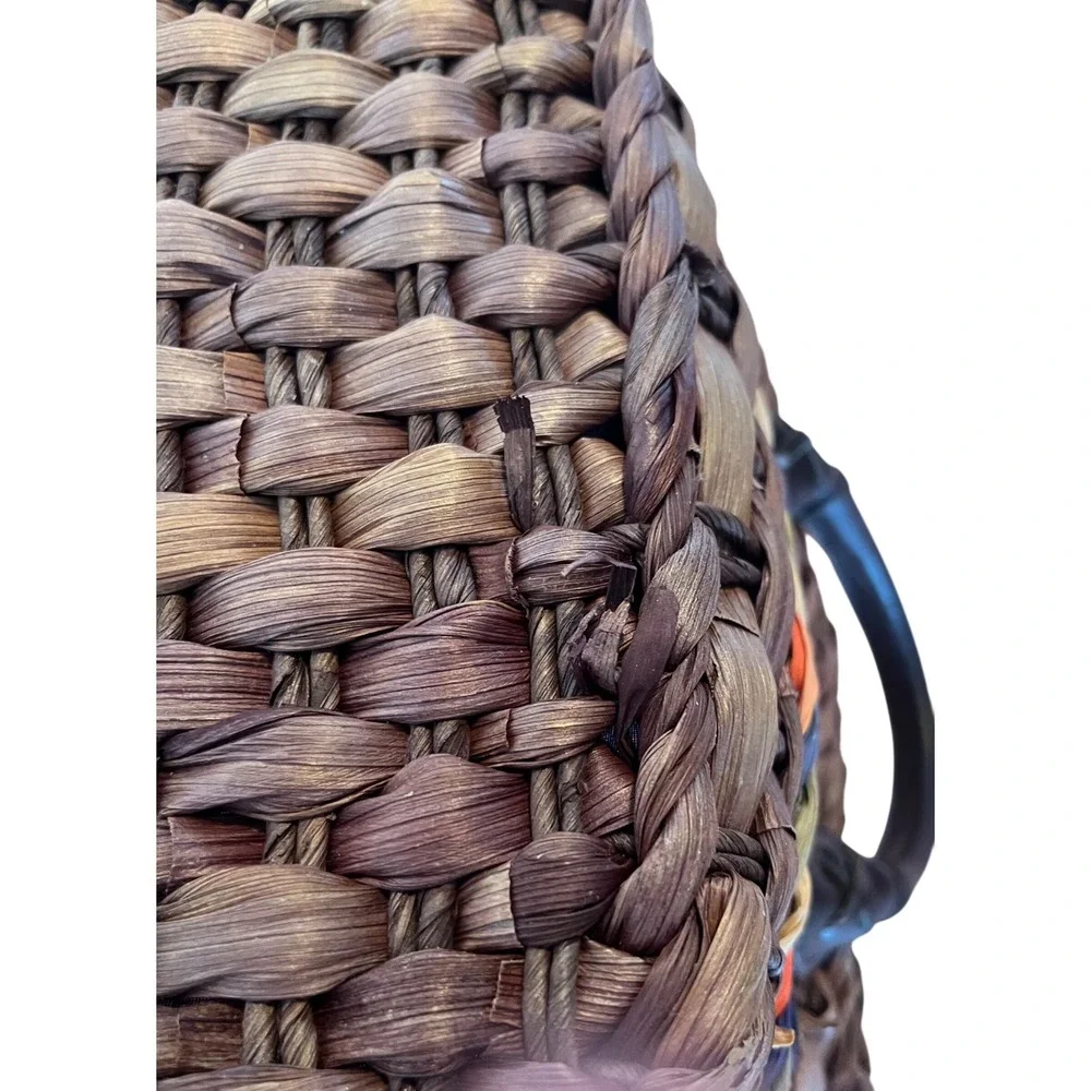 Woven Storage Basket Decorative Accent Handles Rustic‎ Home Decor